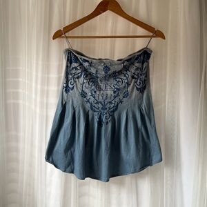 Guess Y2K Strapless babydoll Top Blue Gradient Peplum Bustier